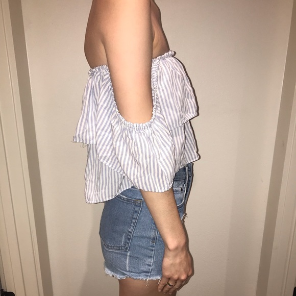 Bishop+young stripped cropped off the shoulder tee - Picture 3 of 6